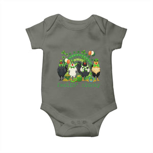 Funny St Patricks Day Chicken Shamrock Baby Onesie Feelin Clucky Hen Lucky Clover Pun Irish Humor TS02 Military Green Print Your Wear