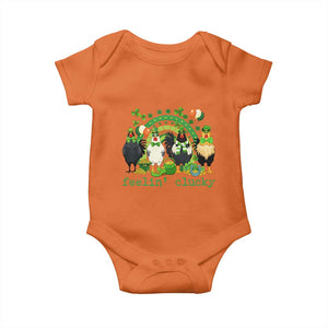 Funny St Patricks Day Chicken Shamrock Baby Onesie Feelin Clucky Hen Lucky Clover Pun Irish Humor TS02 Orange Print Your Wear