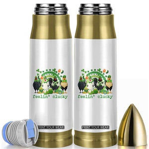 Funny St Patricks Day Chicken Shamrock Bullet Tumbler Feelin Clucky Hen Lucky Clover Pun Irish Humor TS02 White Print Your Wear