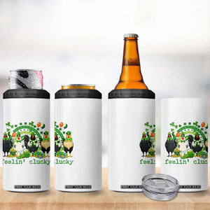 Funny St Patricks Day Chicken Shamrock 4 in 1 Can Cooler Tumbler Feelin Clucky Hen Lucky Clover Pun Irish Humor TS02 Print Your Wear