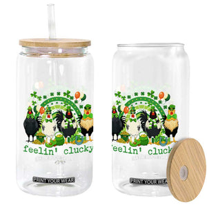 Funny St Patricks Day Chicken Shamrock Glass Can Feelin Clucky Hen Lucky Clover Pun Irish Humor TS02 Print Your Wear