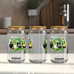 Funny St Patricks Day Chicken Shamrock Glass Can Feelin Clucky Hen Lucky Clover Pun Irish Humor TS02 Print Your Wear