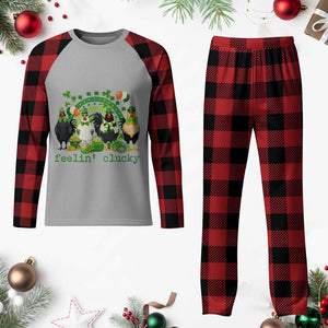 Funny St Patricks Day Chicken Shamrock Plaid Pajama Set Feelin Clucky Hen Lucky Clover Pun Irish Humor TS02 Buffalo Plaid Print Your Wear