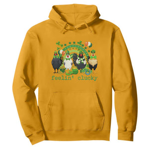 Funny St Patricks Day Chicken Shamrock Hoodie Feelin Clucky Hen Lucky Clover Pun Irish Humor TS02 Gold Print Your Wear