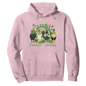 Funny St Patricks Day Chicken Shamrock Hoodie Feelin Clucky Hen Lucky Clover Pun Irish Humor TS02 Light Pink Print Your Wear