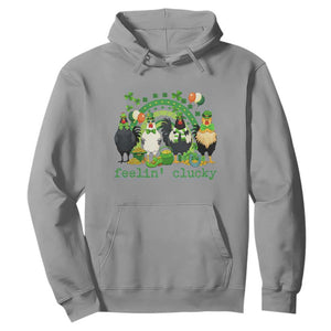 Funny St Patricks Day Chicken Shamrock Hoodie Feelin Clucky Hen Lucky Clover Pun Irish Humor TS02 Sport Gray Print Your Wear