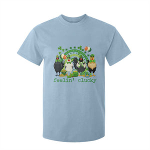 Funny St Patricks Day Chicken Shamrock T Shirt For Kid Feelin Clucky Hen Lucky Clover Pun Irish Humor TS02 Light Blue Print Your Wear