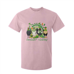 Funny St Patricks Day Chicken Shamrock T Shirt For Kid Feelin Clucky Hen Lucky Clover Pun Irish Humor TS02 Light Pink Print Your Wear