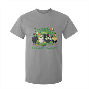 Funny St Patricks Day Chicken Shamrock T Shirt For Kid Feelin Clucky Hen Lucky Clover Pun Irish Humor TS02 Sport Gray Print Your Wear