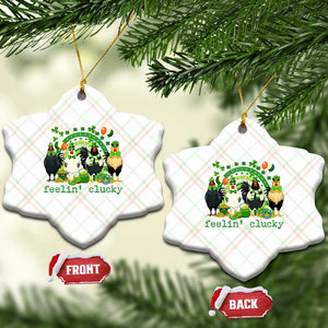Funny St Patricks Day Chicken Shamrock Ceramic Ornament Feelin Clucky Hen Lucky Clover Pun Irish Humor TS02 Print Your Wear