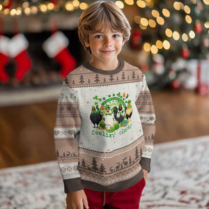 Funny St Patricks Day Chicken Shamrock Ugly Christmas Sweater Feelin Clucky Hen Lucky Clover Pun Irish Humor TS02 Mocha Mousse Print Your Wear