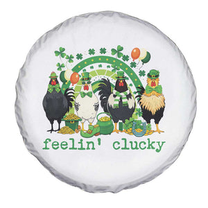 Funny St Patricks Day Chicken Shamrock Spare Tire Cover Feelin Clucky Hen Lucky Clover Pun Irish Humor TS02 Print Your Wear