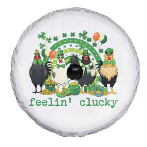 Funny St Patricks Day Chicken Shamrock Spare Tire Cover Feelin Clucky Hen Lucky Clover Pun Irish Humor TS02 Print Your Wear