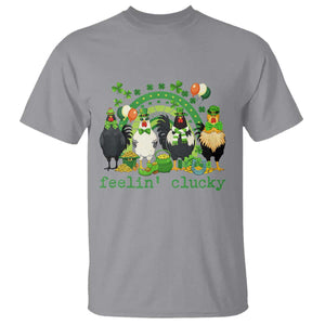Funny St Patricks Day Chicken Shamrock T Shirt Feelin Clucky Hen Lucky Clover Pun Irish Humor TS02 Sport Gray Print Your Wear