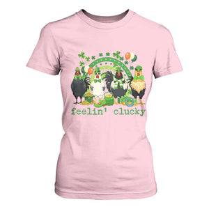 Funny St Patricks Day Chicken Shamrock T Shirt For Women Feelin Clucky Hen Lucky Clover Pun Irish Humor TS02 Light Pink Print Your Wear