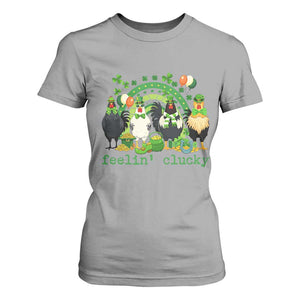Funny St Patricks Day Chicken Shamrock T Shirt For Women Feelin Clucky Hen Lucky Clover Pun Irish Humor TS02 Sport Gray Print Your Wear
