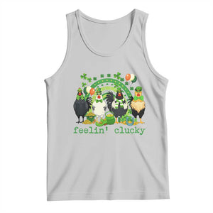 Funny St Patricks Day Chicken Shamrock Tank Top Feelin Clucky Hen Lucky Clover Pun Irish Humor TS02 Ash Print Your Wear