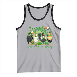 Funny St Patricks Day Chicken Shamrock Tank Top Feelin Clucky Hen Lucky Clover Pun Irish Humor TS02 Athletic Heather Black Print Your Wear