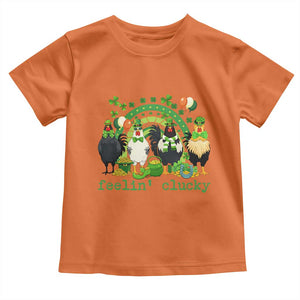 Funny St Patricks Day Chicken Shamrock Toddler T Shirt Feelin Clucky Hen Lucky Clover Pun Irish Humor TS02 Orange Print Your Wear