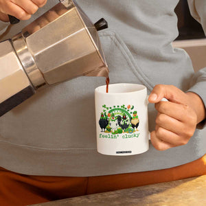 Funny St Patricks Day Chicken Shamrock Coffee Mug Feelin Clucky Hen Lucky Clover Pun Irish Humor TS02 Print Your Wear
