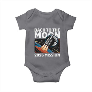 Back to the Moon 2026 Mission Baby Onesie Retro Rocket Launch Lunar Orbit Space Enthusiasts TS02 Charcoal Print Your Wear