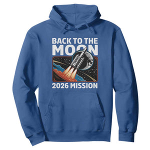 Back to the Moon 2026 Mission Hoodie Retro Rocket Launch Lunar Orbit Space Enthusiasts TS02 Royal Blue Print Your Wear