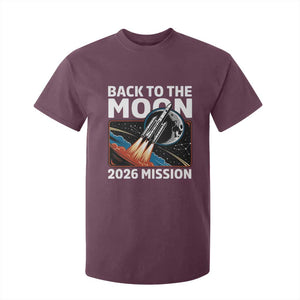Back to the Moon 2026 Mission T Shirt For Kid Retro Rocket Launch Lunar Orbit Space Enthusiasts TS02 Maroon Print Your Wear