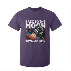 Back to the Moon 2026 Mission T Shirt For Kid Retro Rocket Launch Lunar Orbit Space Enthusiasts TS02 Purple Print Your Wear