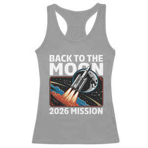 Back to the Moon 2026 Mission Racerback Tank Top Retro Rocket Launch Lunar Orbit Space Enthusiasts TS02 Sport Gray Print Your Wear