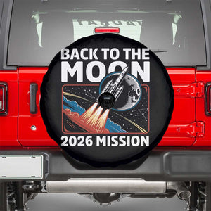 Back to the Moon 2026 Mission Spare Tire Cover Retro Rocket Launch Lunar Orbit Space Enthusiasts TS02 Black Print Your Wear