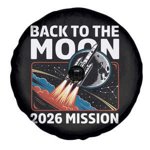Back to the Moon 2026 Mission Spare Tire Cover Retro Rocket Launch Lunar Orbit Space Enthusiasts TS02 Print Your Wear