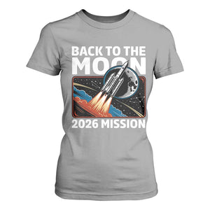 Back to the Moon 2026 Mission T Shirt For Women Retro Rocket Launch Lunar Orbit Space Enthusiasts TS02 Sport Gray Print Your Wear