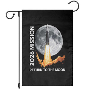 2026 Return to the Moon Mission Garden Flag Realistic Rocket Launch Lunar Graphic Space Exploration TS02 Black Print Your Wear