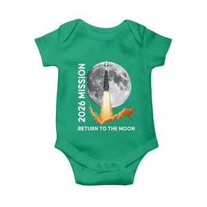 2026 Return to the Moon Mission Baby Onesie Realistic Rocket Launch Lunar Graphic Space Exploration TS02 Irish Green Print Your Wear