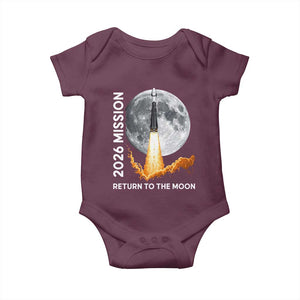 2026 Return to the Moon Mission Baby Onesie Realistic Rocket Launch Lunar Graphic Space Exploration TS02 Maroon Print Your Wear