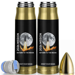 2026 Return to the Moon Mission Bullet Tumbler Realistic Rocket Launch Lunar Graphic Space Exploration TS02 Black Print Your Wear