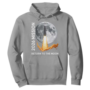 2026 Return to the Moon Mission Hoodie Realistic Rocket Launch Lunar Graphic Space Exploration TS02 Sport Gray Print Your Wear