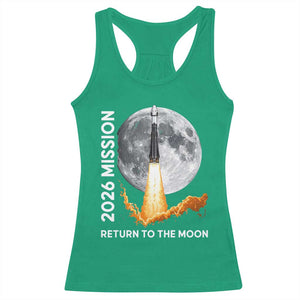 2026 Return to the Moon Mission Racerback Tank Top Realistic Rocket Launch Lunar Graphic Space Exploration TS02 Irish Green Print Your Wear
