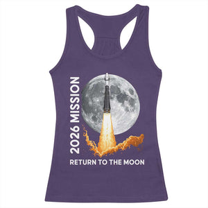 2026 Return to the Moon Mission Racerback Tank Top Realistic Rocket Launch Lunar Graphic Space Exploration TS02 Purple Print Your Wear