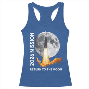2026 Return to the Moon Mission Racerback Tank Top Realistic Rocket Launch Lunar Graphic Space Exploration TS02 Royal Blue Print Your Wear