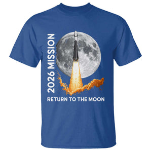 2026 Return to the Moon Mission T Shirt - Realistic Rocket Launch Lunar Graphic Space Exploration TS02 Royal Blue Print Your Wear