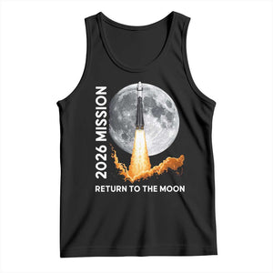 2026 Return to the Moon Mission Tank Top Realistic Rocket Launch Lunar Graphic Space Exploration TS02 Black Print Your Wear