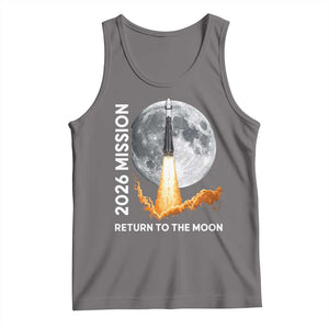 2026 Return to the Moon Mission Tank Top Realistic Rocket Launch Lunar Graphic Space Exploration TS02 Deep Heather Print Your Wear