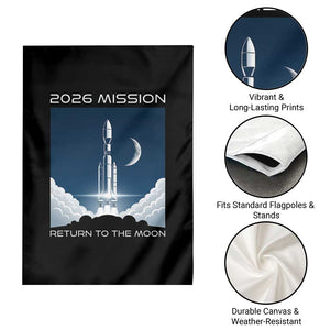 Future Lunar Mission 2026 Garden Flag Rocket Launch Lunar Orbit Space Exploration TS02 Print Your Wear
