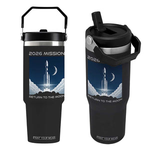 Future Lunar Mission 2026 Flip Straw Tumbler Rocket Launch Lunar Orbit Space Exploration TS02 One Size: 30 oz Black Print Your Wear