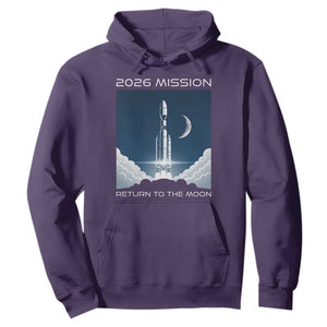 Future Lunar Mission 2026 Hoodie Rocket Launch Lunar Orbit Space Exploration TS02 Purple Print Your Wear