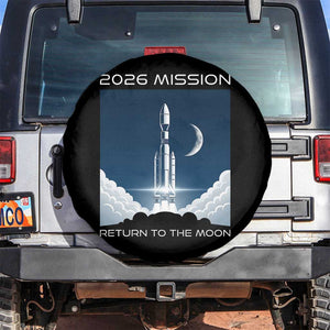 Future Lunar Mission 2026 Spare Tire Cover Rocket Launch Lunar Orbit Space Exploration TS02 No hole Black Print Your Wear