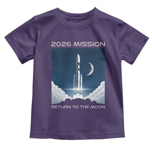 Future Lunar Mission 2026 Toddler T Shirt Rocket Launch Lunar Orbit Space Exploration TS02 Purple Print Your Wear