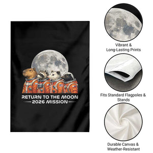 2026 Mission Lunar Orbit Animal Crew Garden Flag Funny Capybara Raccoon Opossum Skunk Astronauts TS02 Print Your Wear