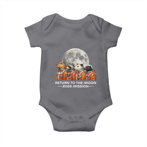 2026 Mission Lunar Orbit Animal Crew Baby Onesie Funny Capybara Raccoon Opossum Skunk Astronauts TS02 Charcoal Print Your Wear